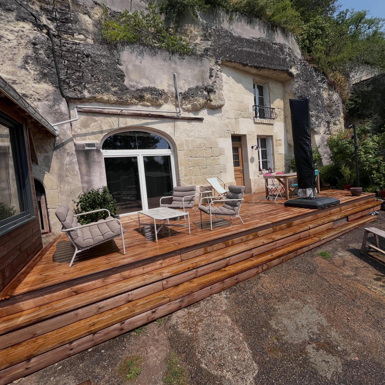 Terrasse en pin imprégné marron